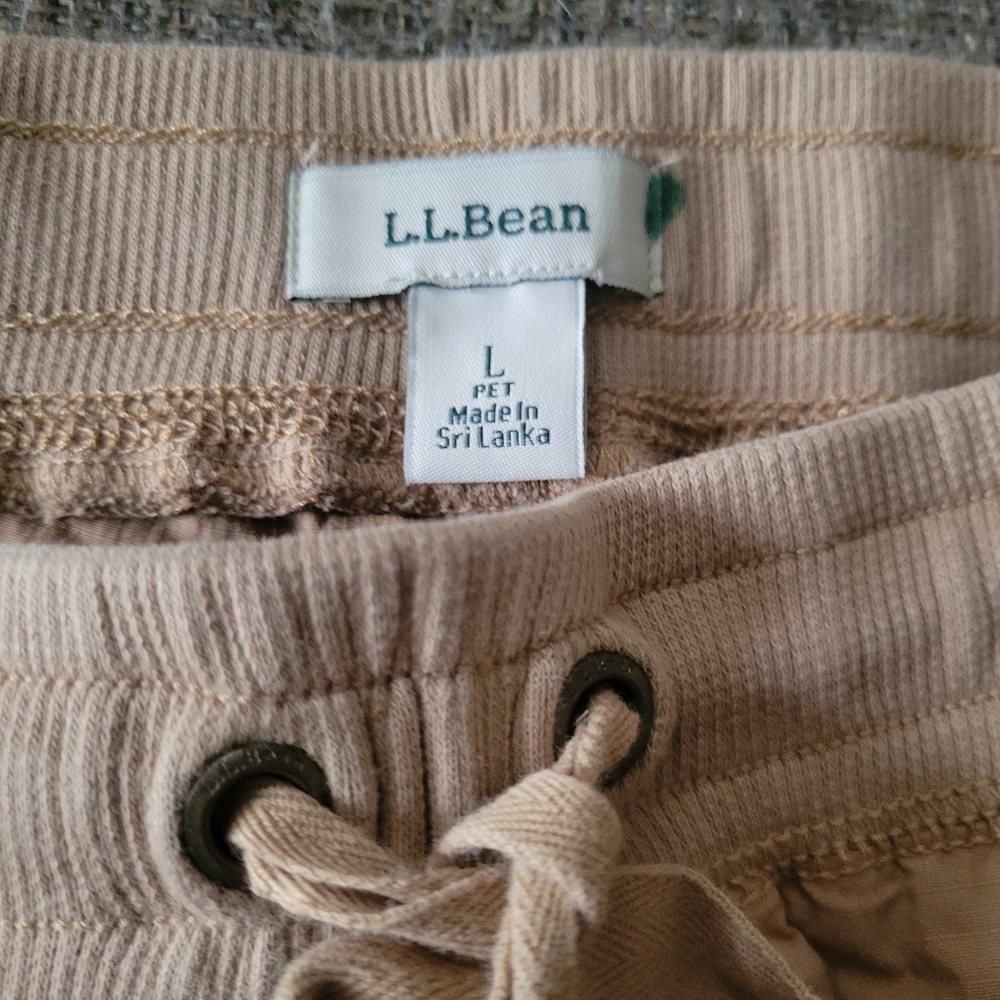 L.L. BEAN Womens Joggers. Large Petite, Khaki Color